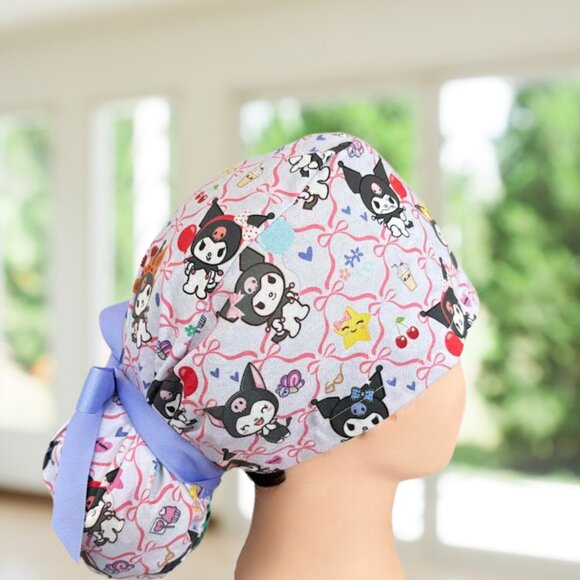 Kuromi~ Ponytail Scrub Cap, Surgical Hat, OR, CNA, NP, MD - Picture 3 of 4